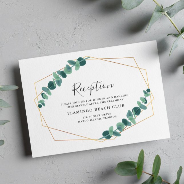 Carte D'accompagnement Joli Mariage géométrique Eucalyptus (Créateur téléchargé)