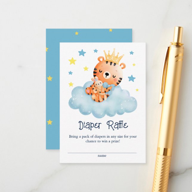 Carte D'accompagnement Joli Petit Baby shower Tigre Déchets Raffin (Devant/Arrière en situation)