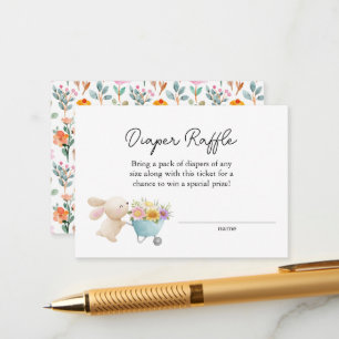 Carte D'accompagnement Joli Petit Lapin Fleurs sauvages Déchets Raffle