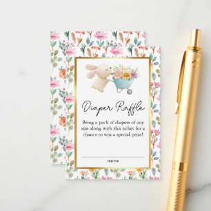 Carte D'accompagnement Joli Petit Lapin Fleurs sauvages Déchets Raffle