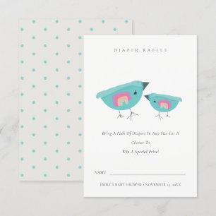 Carte D'accompagnement Joli Rainbow Blue Birdy Diaper Baby shower de raff