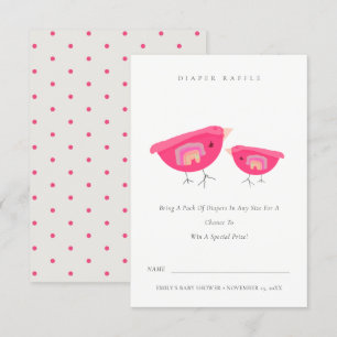 Carte D'accompagnement Joli Rainbow Pink Birdy Baby shower de carafe