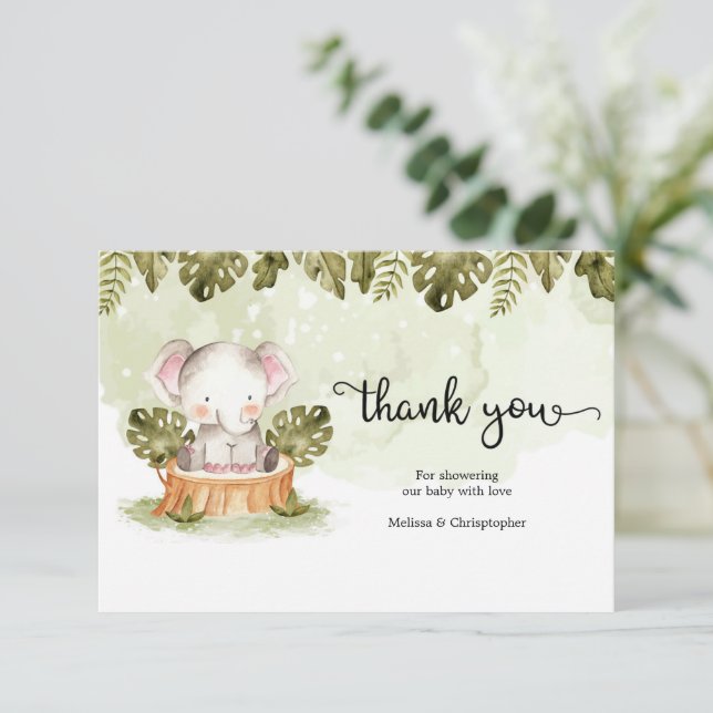 Carte D'accompagnement Joli safari dans la jungle animaux en camion bébé  (Debout devant)