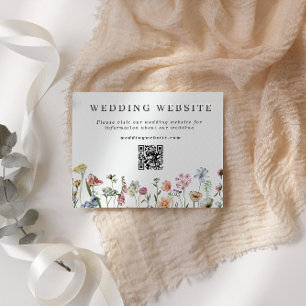 Carte D'accompagnement Joli site Mariage Fleur sauvage QR Code