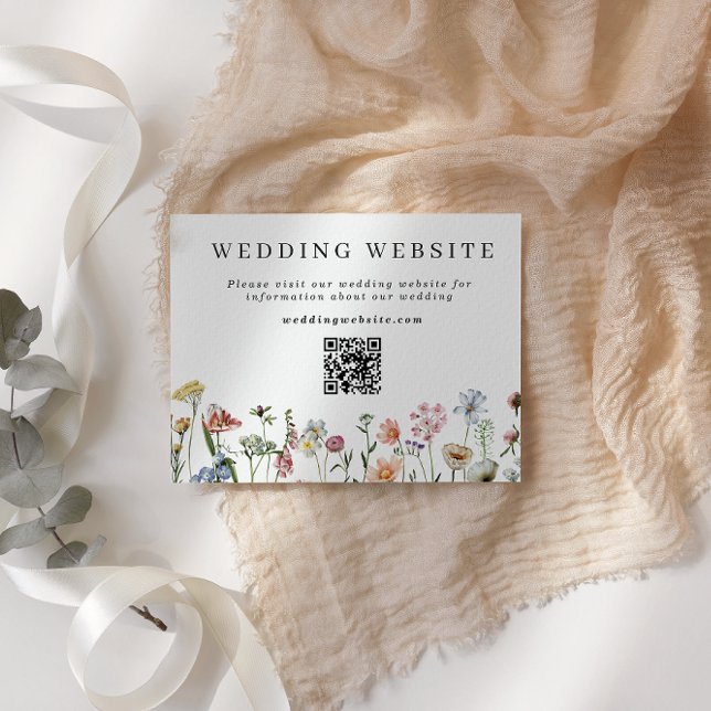 Carte D'accompagnement Joli site Mariage Fleur sauvage QR Code (Créateur téléchargé)