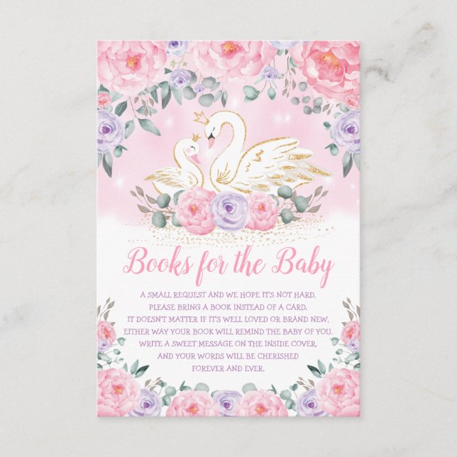 Carte D'accompagnement Joli Swan Princess Livres de douche pour Baby Libr (Devant)
