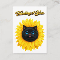 Joli Tournesol Visage de Chat Noir Pensant à Vous