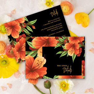 Carte D'accompagnement Jolie aquarelle Orange Floral Détails du Mariage