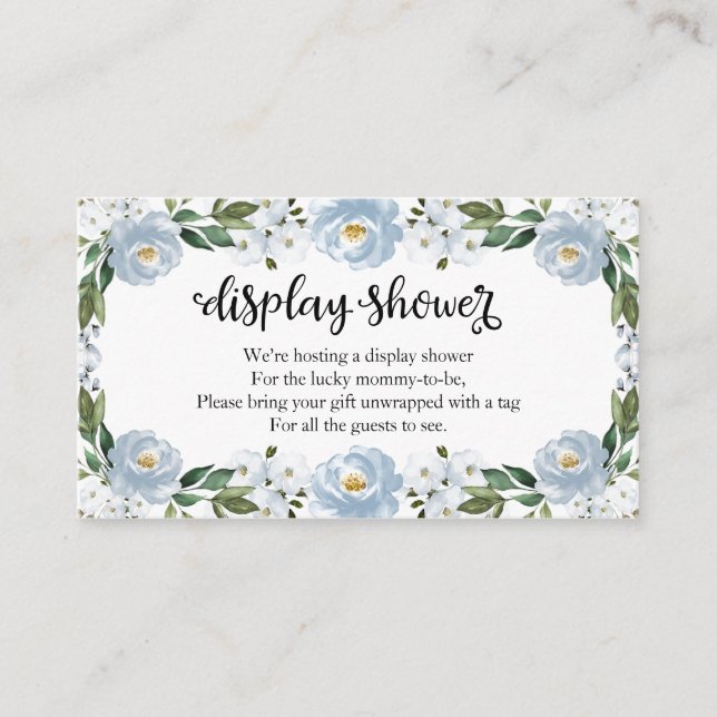 Carte D'accompagnement Jolie Baby shower Floral Bleu Douche (Devant)