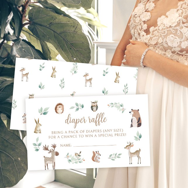 Carte D'accompagnement Jolie boisé thème bébé garçon douche tombole de co (Créateur téléchargé)