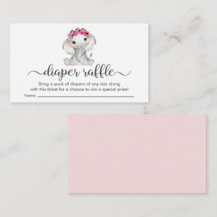 Carte D'accompagnement Jolie couche d'éléphant rose Raffle Baby Girl Douc