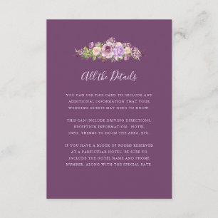 Carte D'accompagnement Jolie Fleurs violettes foncées   Détails du client