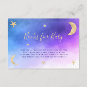 Carte D'accompagnement Jolie lune d'or étoiles rose apporter un livre bab