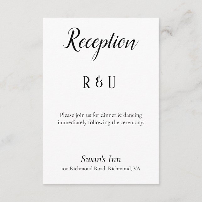 Carte D'accompagnement Jolie réception noire et blanche (Devant)