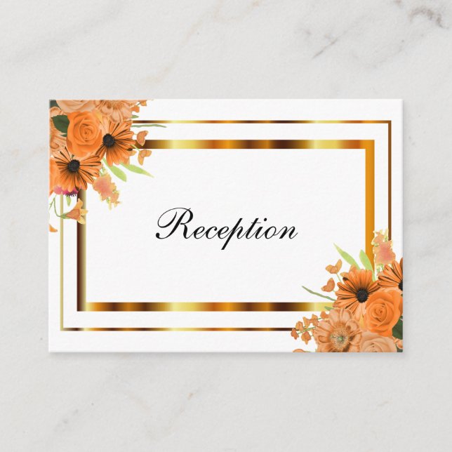 Carte D'accompagnement Jolies fleurs orange sur blanc (Devant)