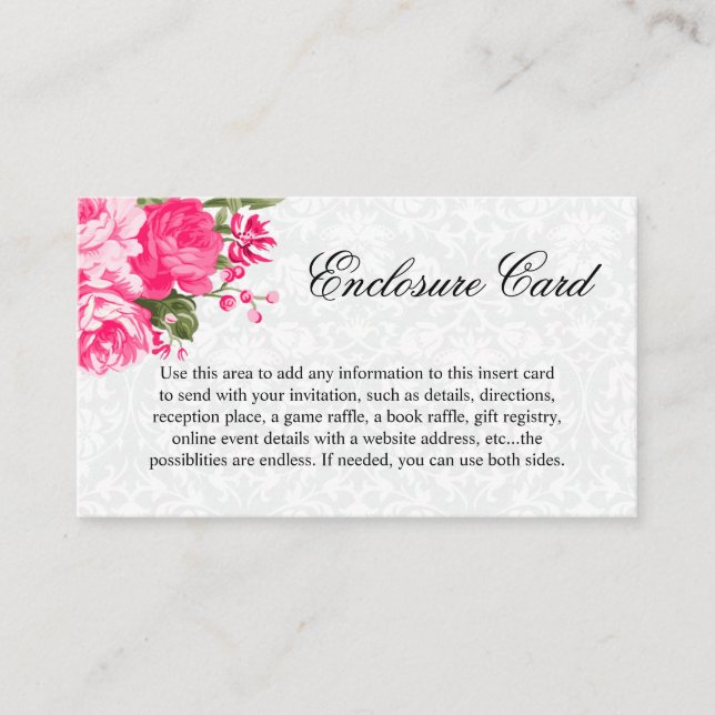 Carte D'accompagnement Jolies Fleurs Roses (Devant)