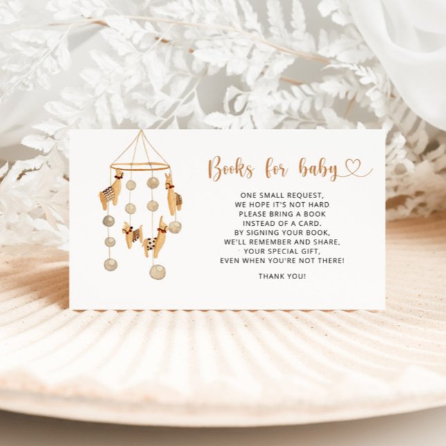 Carte D'accompagnement Jolies livres en lama aquarelle pour bébé (Créateur téléchargé)