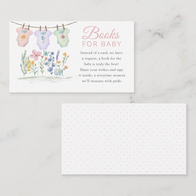 Carte D'accompagnement Jolis livres de fleurs pour bébé (Devant / Derrière)