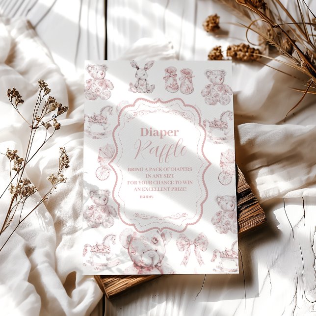 Carte D'accompagnement Jouets Roses Toile De Jouy Baby shower Diapper Raf (Créateur téléchargé)