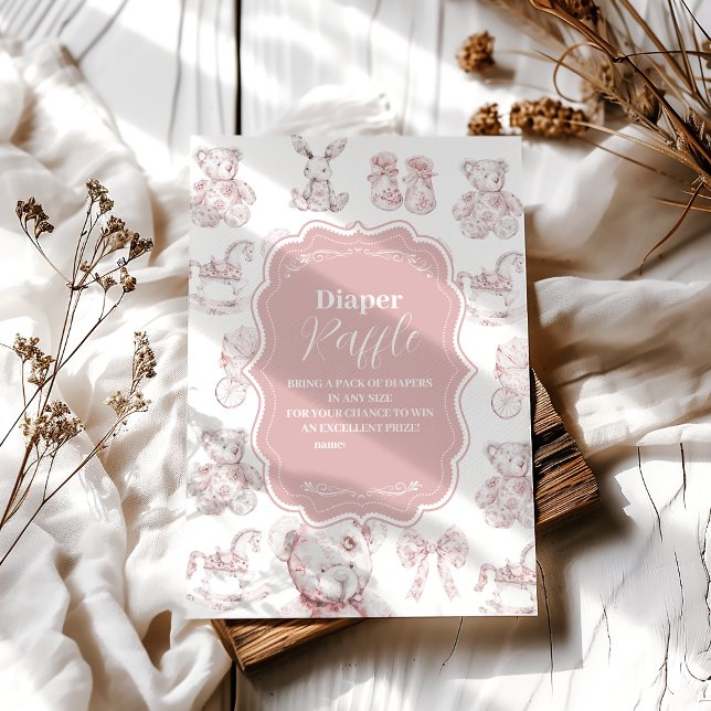 Carte D'accompagnement Jouets Roses Toile De Jouy Baby shower Diapper Raf (Créateur téléchargé)