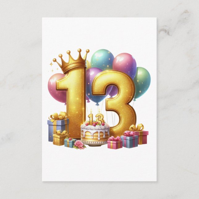 Carte D'accompagnement Joyeux 13e anniversaire (Devant)