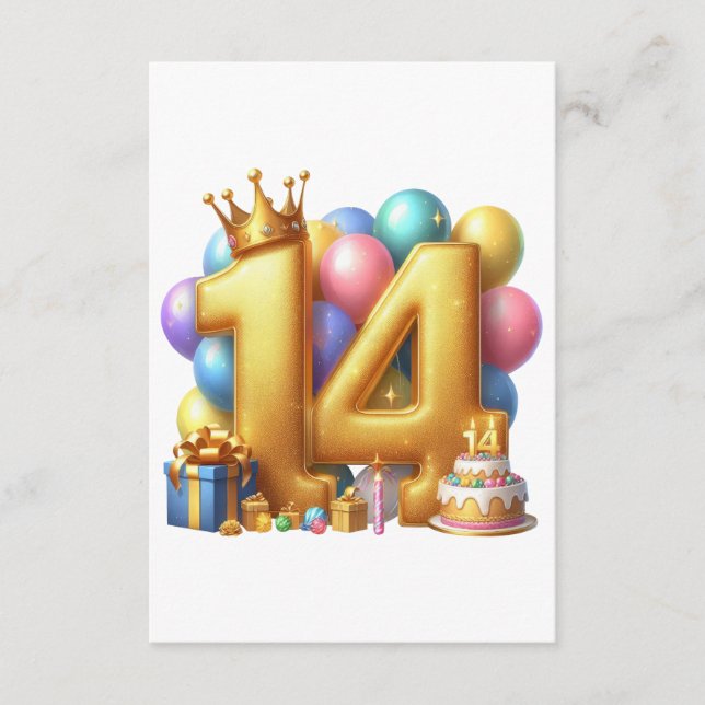 Carte D'accompagnement Joyeux 14ème anniversaire (Devant)