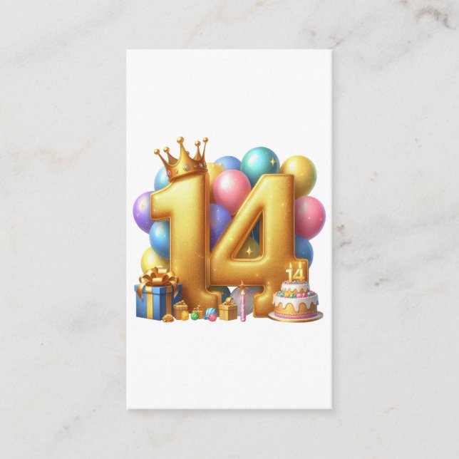Carte D'accompagnement Joyeux 14ème anniversaire (Devant)