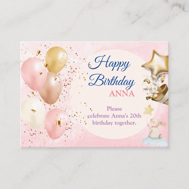 Carte D'accompagnement Joyeux 20e anniversaire Pastel Rainbow et Gold Gir (Devant)