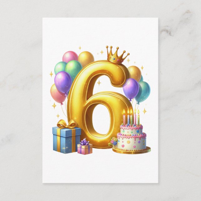 Carte D'accompagnement Joyeux 6ème Anniversaire (Devant)