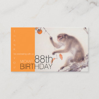Carte D'accompagnement Joyeux 88e anniversaire japonais peinture Monkey E
