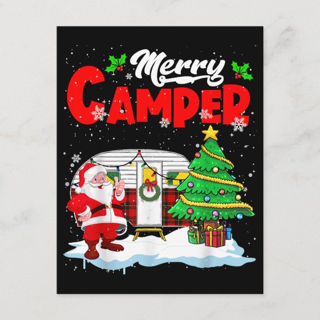 Carte D'accompagnement Joyeux Camper Noël Père Noël Camper Camper Camping (Devant)