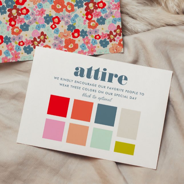 Carte D'accompagnement Joyeux floraison Mariage Attire Palette de couleur (Blooming Joy Wedding Attire Color Palette Enclosure Card)