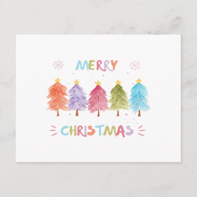 Carte D'accompagnement Joyeux Noël Arbres Colorés Essentiel (Devant)