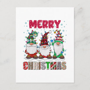 Carte D'accompagnement Joyeux Noël Famille de Gnome Drôle d'Arbre de Noël