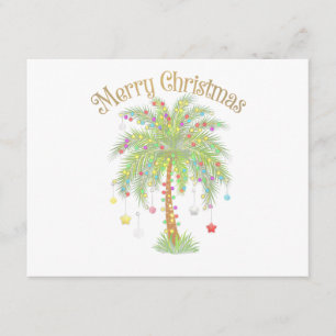 Carte D'accompagnement Joyeux Noël Palmier Lumière Nouvel An Tropical
