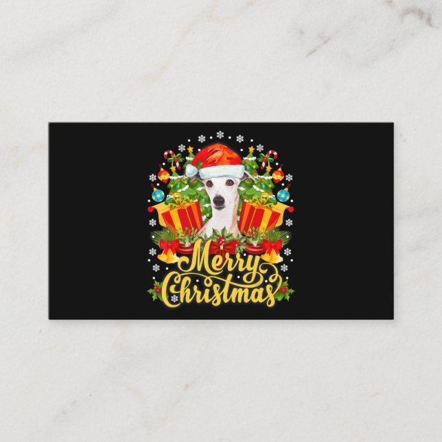 Carte D'accompagnement Joyeux Noël Whippet Maman Papa Noël (Devant)