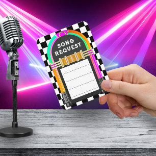 Carte D'accompagnement Juke-box Retro Checkboard Party Song Request
