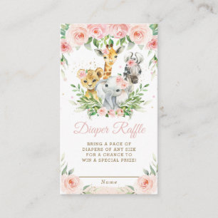 Carte D'accompagnement Jungle Animal Safari Rose floral Diaper Raffle