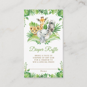 Carte D'accompagnement Jungle Animal Safari Vert Déchets Raffle