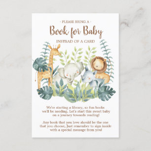 Carte D'accompagnement Jungle Animaux Baby shower Book for Baby Card
