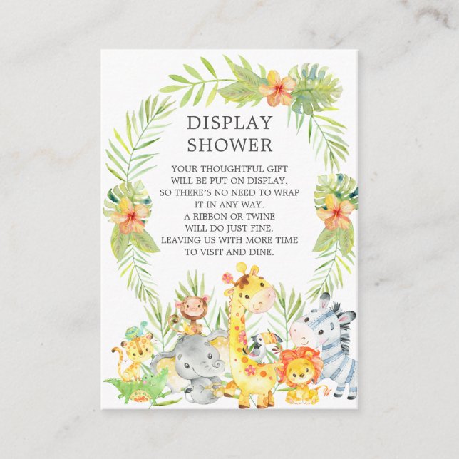 Carte D'accompagnement Jungle Animaux Baby shower Cadeau Afficher douche (Devant)