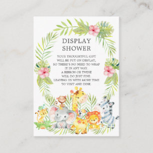 Carte D'accompagnement Jungle Animaux Baby shower Cadeau Afficher douche