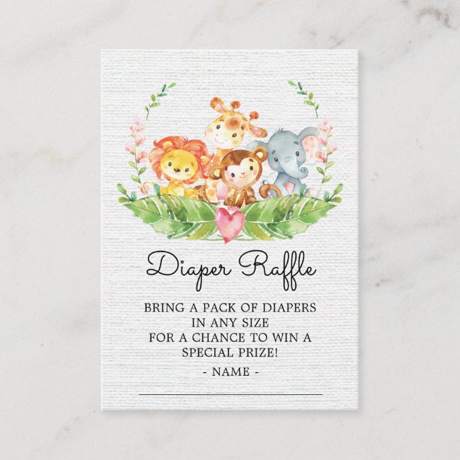 Carte D'accompagnement Jungle Animaux Douche Déchets Raffle Ticket (Devant)