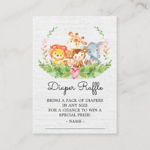 Carte D'accompagnement Jungle Animaux Douche Déchets Raffle Ticket