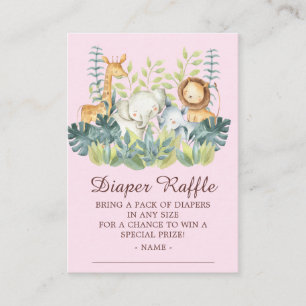 Carte D'accompagnement Jungle Animaux Filles Baby shower Déchets Raffle