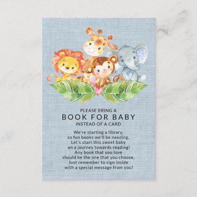 Carte D'accompagnement Jungle Animaux Garçons Baby shower Book for Baby (Devant)