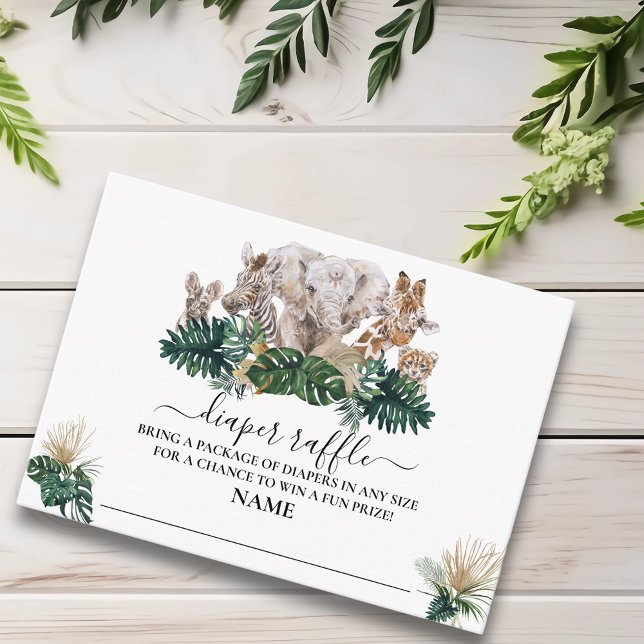 Carte D'accompagnement Jungle Babies Safari African Diaper Raffle (Créateur téléchargé)