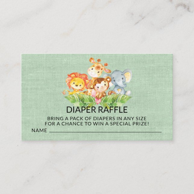 Carte D'accompagnement Jungle Baby Animals Douche Moissonneuse Raffle Tic (Devant)