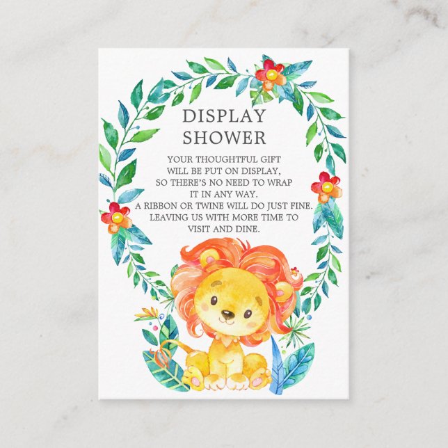 Carte D'accompagnement Jungle Lion Baby shower Cadeau Douche (Devant)