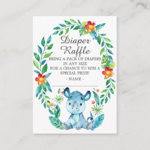 Carte D'accompagnement Jungle Rhino Baby shower Déchets Raffle